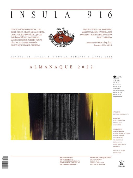 Title details for Almanaque 2022 (Ínsula n° 916, abril de 2023) by AA. VV. - Available